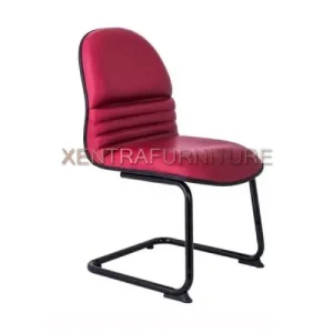 kursi hadap kaki cantilever, dudukan dan sandaran busa, warna maroon
