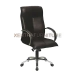 kursi direktur fantoni f 3004 al, kulit oscar hitam, kaki aluminium