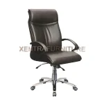 kursi direktur fantoni f 3006 al, kulit oscar hitam, kaki aluminium