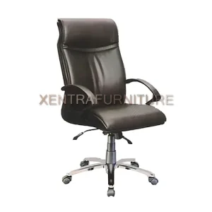 kursi direktur fantoni f 3006 al, kulit oscar hitam, kaki aluminium
