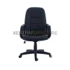 Kursi direktur Fantoni Neptunus bahan kulit oscar hitam, hadap depan