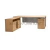 meja direktur modern minimalis bentuk L Aditech XE 03, dengan fix drawer dan credenza, kaki dan modesti metal
