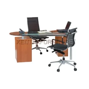 Aditech SE 6003 meja kerja direktur modern dengan top table kaca tempered glass