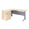 Aditech M 1612 K meja manager bentuk L kaki metal, dengan fix drawer