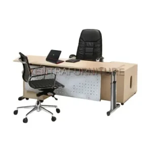 Aditech IS 895 meja pimpinan modern dengan mobile drawer dan credenza